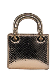 Current Boutique-Christian Dior - Gold Snakeskin "Lady Dior" Convertible Crossbody