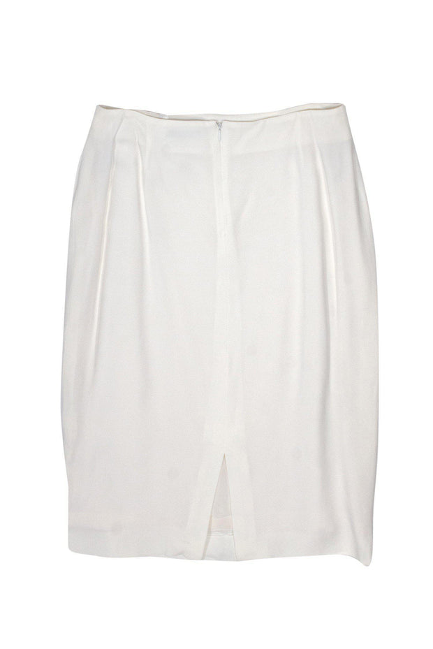 Current Boutique-Christian Dior - Ivory Crepe Satin Pencil Skirt Sz M