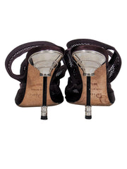 Current Boutique-Christian Dior - Plum Satin & Mesh Heels w/ Decorative Heel Sz 6.5
