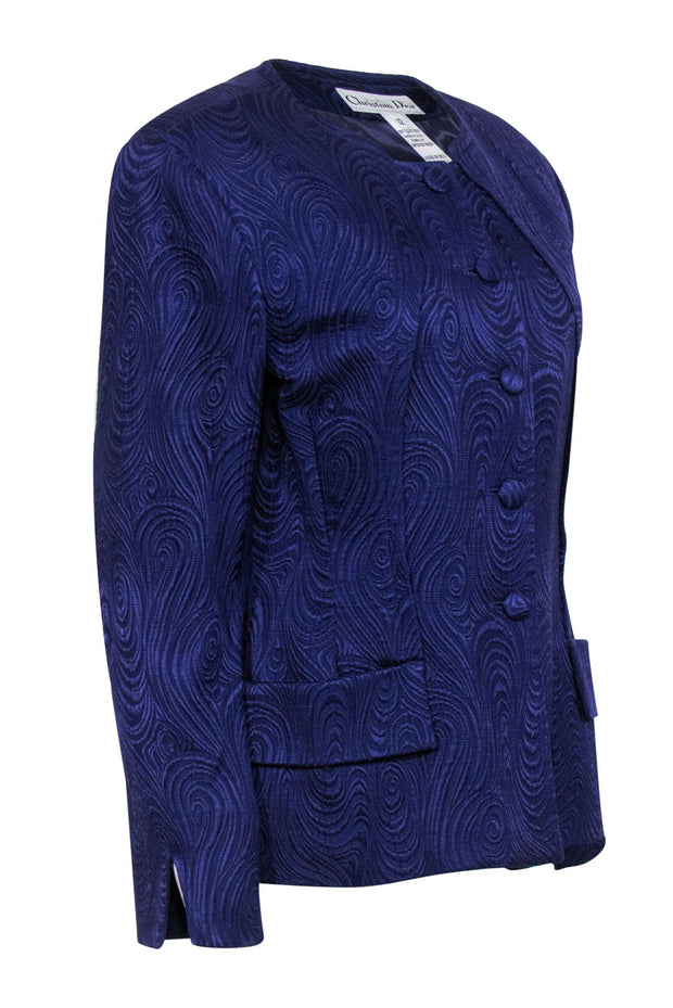 Current Boutique-Christian Dior - Purple Swirled Textured Blazer Sz 12