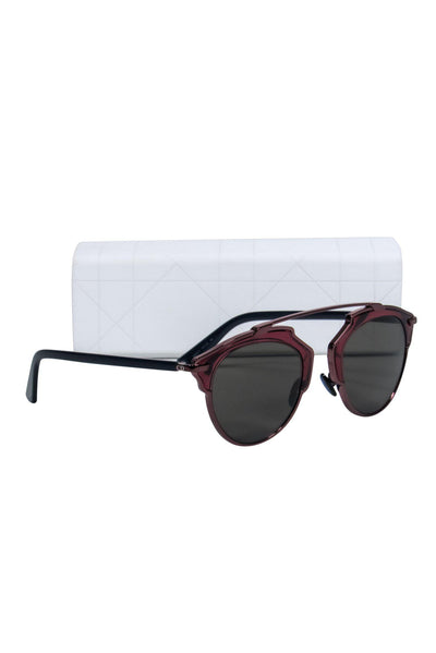 Current Boutique-Christian Dior - Red & Blue Metallic Aviator "DiorSoReal" Sunglasses
