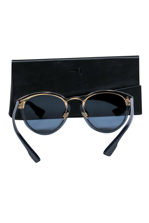 Current Boutique-Christian Dior - Smokey Blue & Gold Ombre Reflective Sunglasses