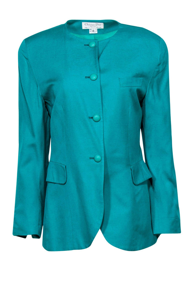 Current Boutique-Christian Dior - Vintage Teal Suit Blazer w/ Buttons Sz 10