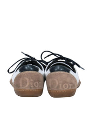 Current Boutique-Christian Dior - White, Navy & Tan Colorblocked Leather & Suede Lace-Up Sneakers Sz 10