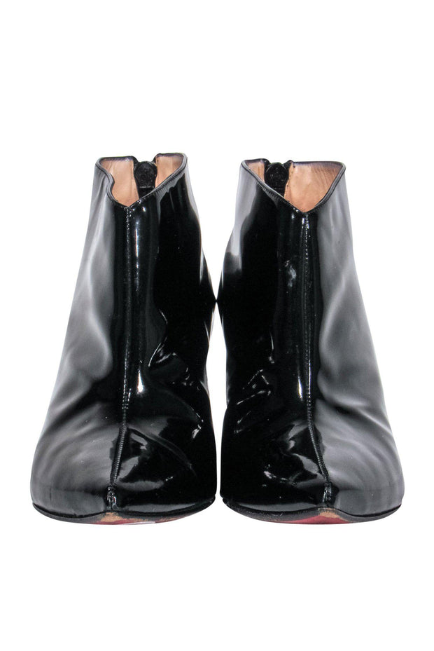 Current Boutique-Christian Louboutin - Black Patent Leather Kitten Heel Booties Sz 6