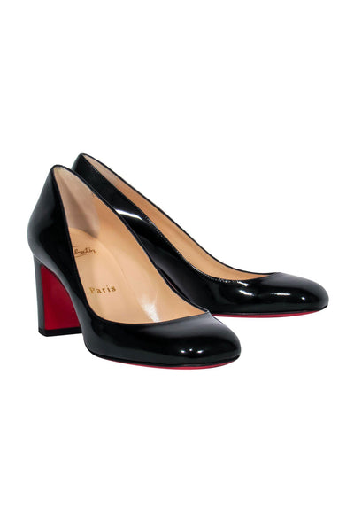 Current Boutique-Christian Louboutin - Black Patent Leather Square Toe Heels Sz 6