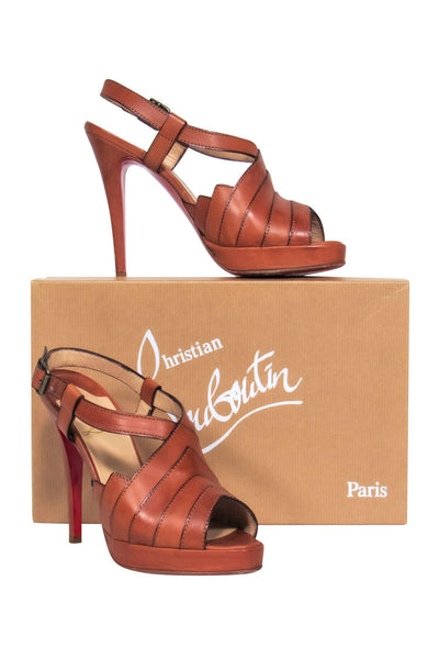 Current Boutique-Christian Louboutin - Brown Leather Slingback Heeled Sandals Sz 7.5