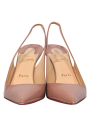 Current Boutique-Christian Louboutin - Nude Patent Leather Pointed Toe Slingback Pumps Sz 9.5
