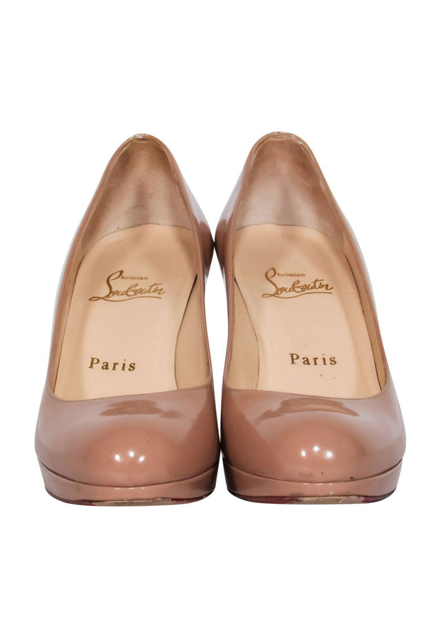 Current Boutique-Christian Louboutin - Nude Patent Leather Round Toe Heels Sz 6.5
