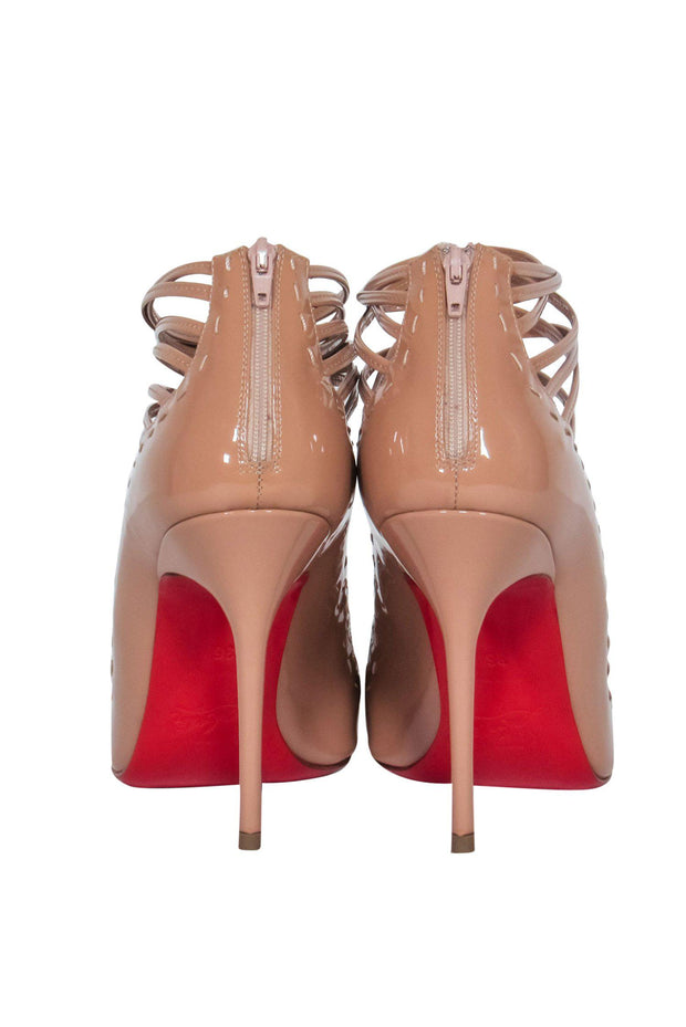 Current Boutique-Christian Louboutin - Nude Patent Leather Strappy Open Toe Heels Sz 6