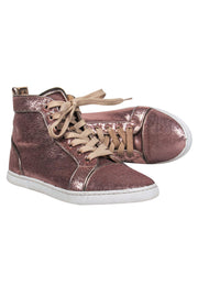 Current Boutique-Christian Louboutin - Pink Sequin Lace-Up High Top Sneakers Sz 8