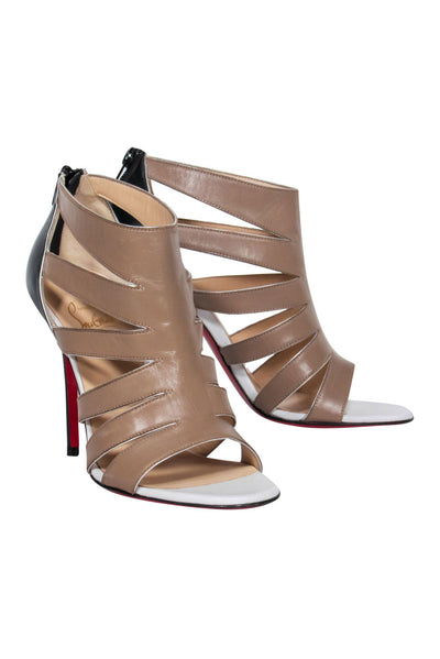 Current Boutique-Christian Louboutin - Taupe & Black Caged Leather Stiletto Heels Sz 6