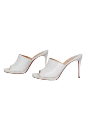 Current Boutique-Christian Louboutin - White Leather Mule-Style Peep Toe Pumps Sz 8.5