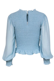 Current Boutique-Cinq a Sept - Baby Blue Blouse w/ Smocked Bodice & Bows Sz S