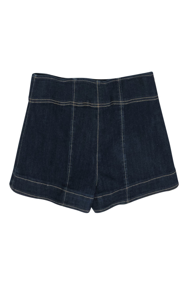 Current Boutique-Cinq a Sept - Dark Wash High Waisted Denim Shorts w/ Contrast Stitching Sz 0