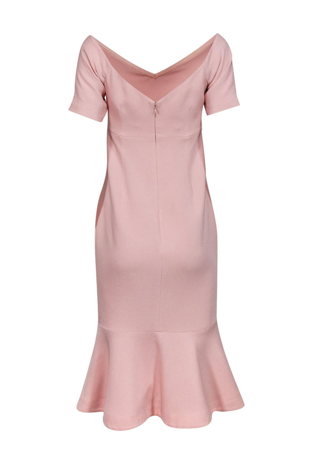 Current Boutique-Cinq a Sept - Light Pink Off-the-Shoulder Midi Dress w/ Peplum Sz 6