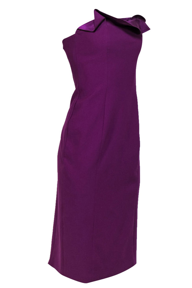 Current Boutique-Cinq a Sept - Purple Strapless Sheath Dress w/ Satin Ruffles Sz 10