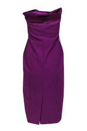 Current Boutique-Cinq a Sept - Purple Strapless Sheath Dress w/ Satin Ruffles Sz 10