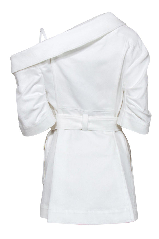 Current Boutique-Cinq a Sept - White Asymmetric Cropped Sleeve "Katie" Jacket Sz 12
