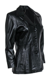 Current Boutique-Cinzia Picci - Vintage Black Shiny Leather Blazer Sz M
