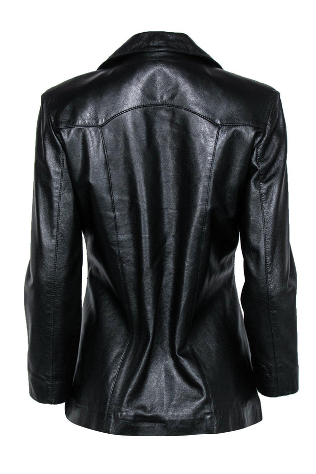 Current Boutique-Cinzia Picci - Vintage Black Shiny Leather Blazer Sz M