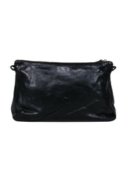 Current Boutique-Clare V. - Black Leather Square Crossbody w/ Blue Suede Pocket
