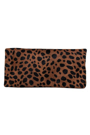 Current Boutique-Clare V. - Brown Leopard Print Calf Hair Fold-Over Zippered Clutch