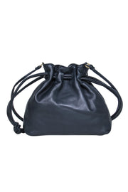 Current Boutique-Clare V. - Navy Leather Drawstring Bucket-Style Crossbody