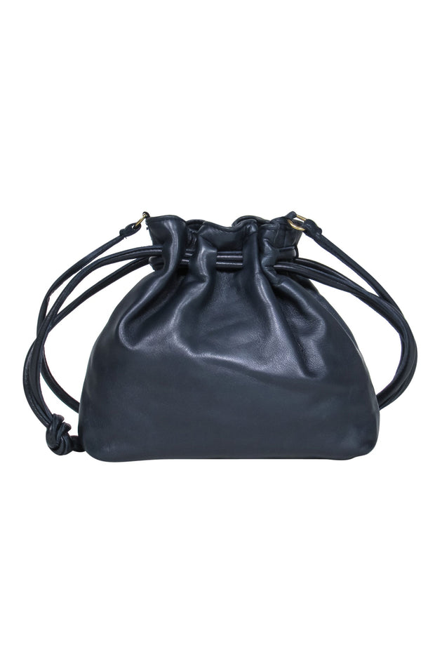 Clare V. - Navy Leather Drawstring Bucket-Style Crossbody – Current Boutique
