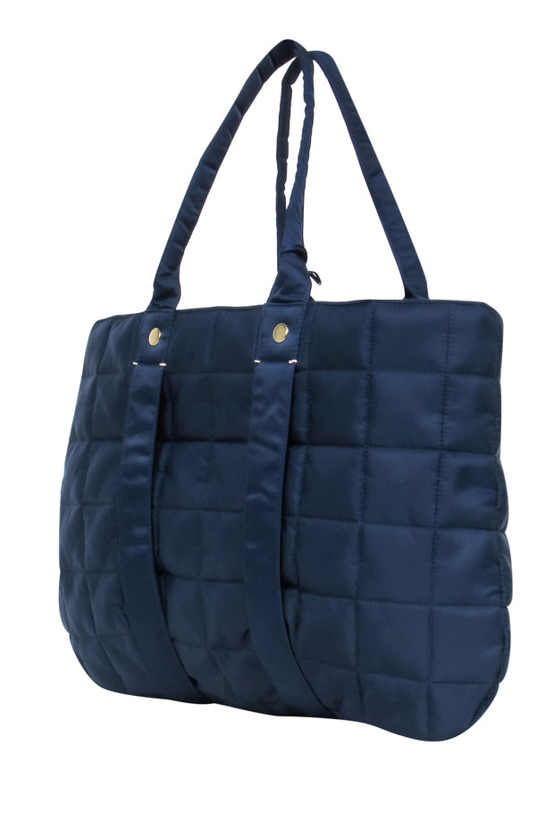 Current Boutique-Clare V. - Navy Quilted Puffer "Trapezienne" Tote