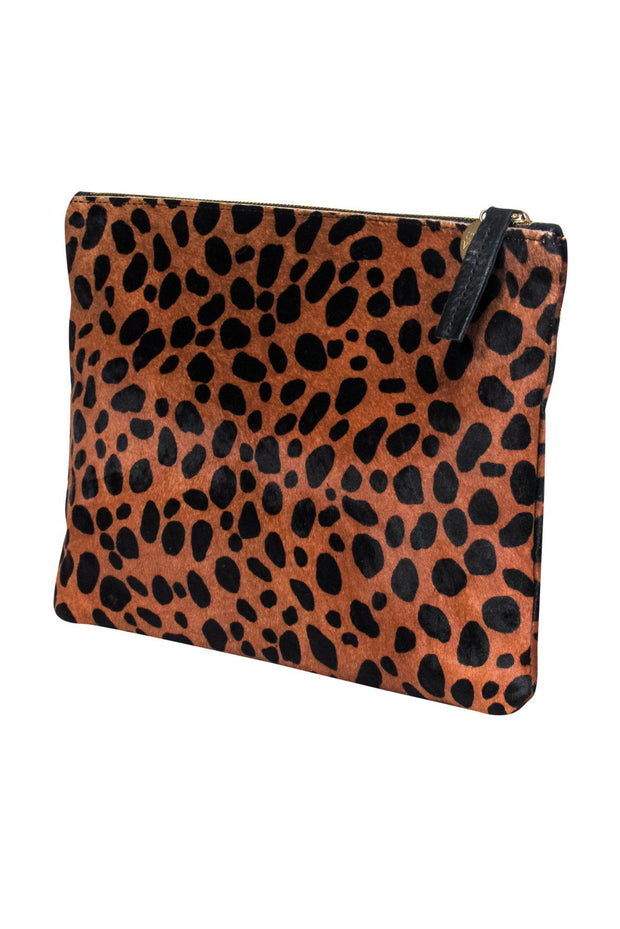 Clare Vivier - Ponyhair Leopard Zip Clutch – Current Boutique