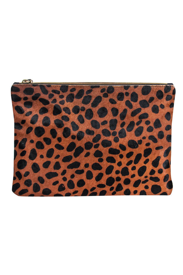 Clare Vivier - Ponyhair Leopard Zip Clutch – Current Boutique
