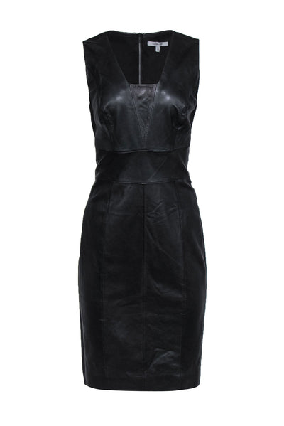 Current Boutique-Classiques Entier - Black Leather & Stretch Knit Sheath Dress Sz 8