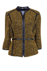 Current Boutique-Classiques Entier - Mustard Yellow Tweed Zip Up Jacket Sz L