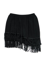 Current Boutique-Clover Canyon - Black Tassel Miniskirt w/ Asymmetrical Hem Sz M