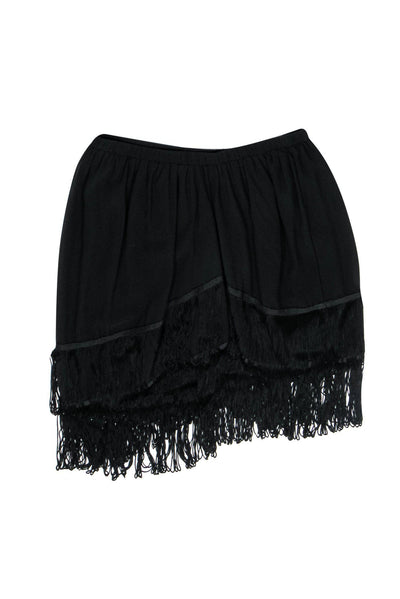 Current Boutique-Clover Canyon - Black Tassel Miniskirt w/ Asymmetrical Hem Sz M