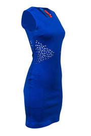 Current Boutique-Clover Canyon - Blue Neoprene Sheath Dress w/ Laser Cutouts Sz S