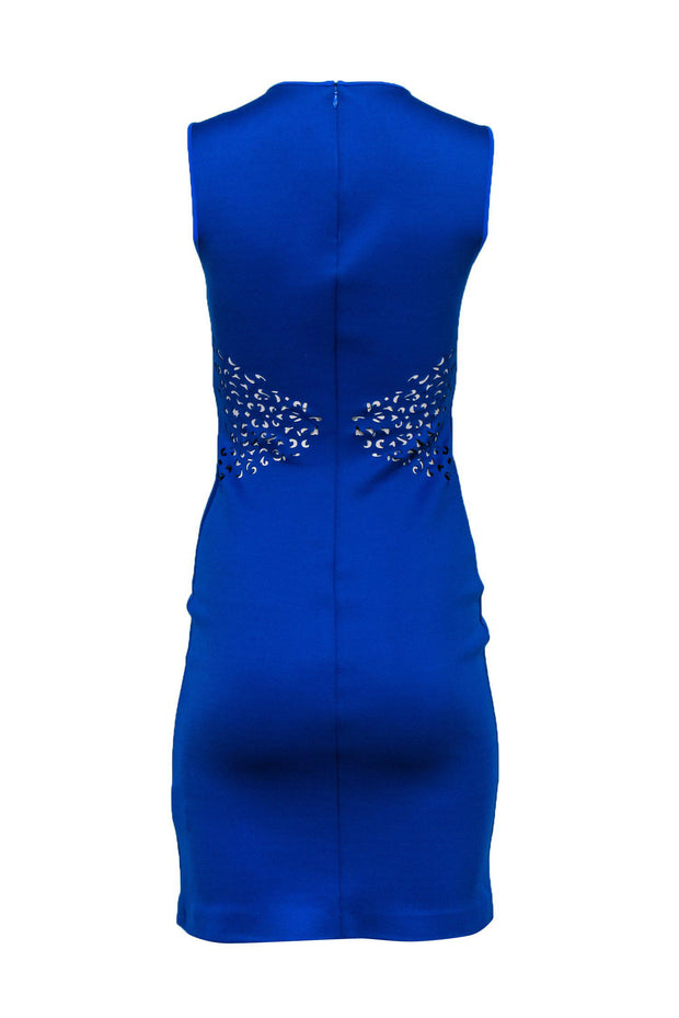Current Boutique-Clover Canyon - Blue Neoprene Sheath Dress w/ Laser Cutouts Sz S