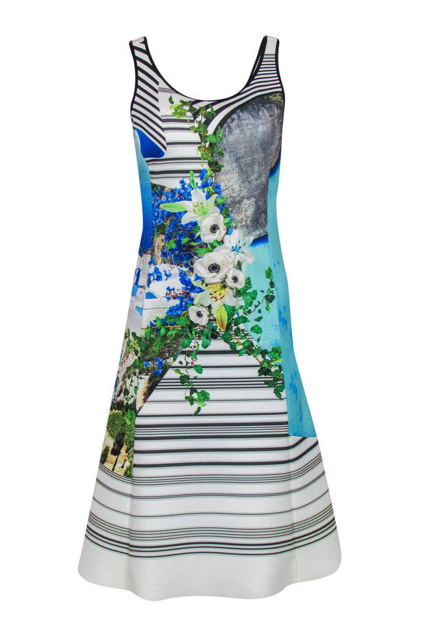 Current Boutique-Clover Canyon - Blue Printed Floral Greek Island Dress Sz M