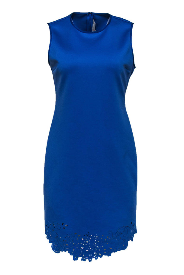 Current Boutique-Clover Canyon - Blue Scuba Knit Sheath Dress w/ Laser Cutouts Sz L