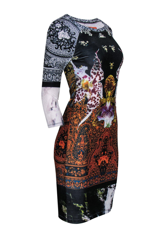Current Boutique-Clover Canyon - Paisley & Floral Print Velvet Sheath Dress Sz XS
