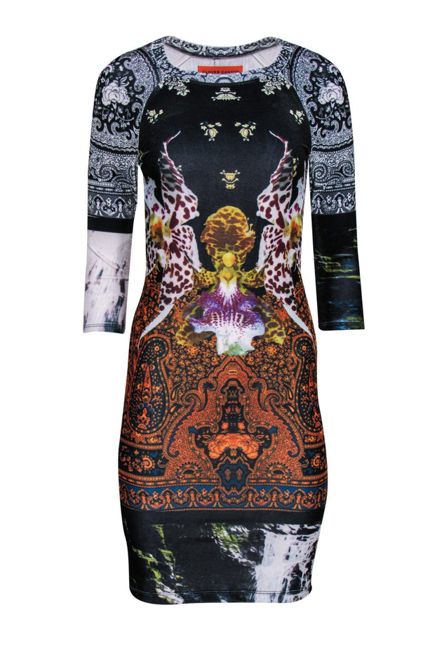 Current Boutique-Clover Canyon - Paisley & Floral Print Velvet Sheath Dress Sz XS