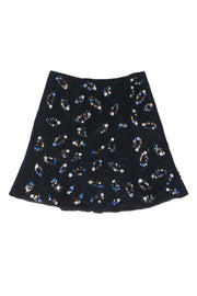 Current Boutique-Club Monaco - Black A-Line Skirt w/ Beaded Florals Sz 6