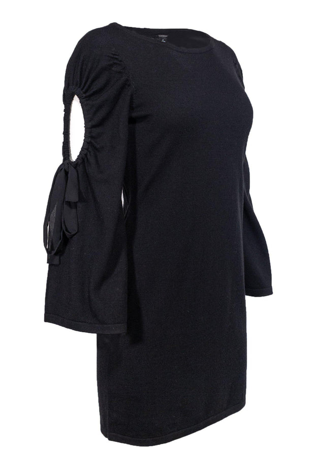 Current Boutique-Club Monaco - Black Knit Bodycon w/ Ribbon Cutout Sleeves Sz S