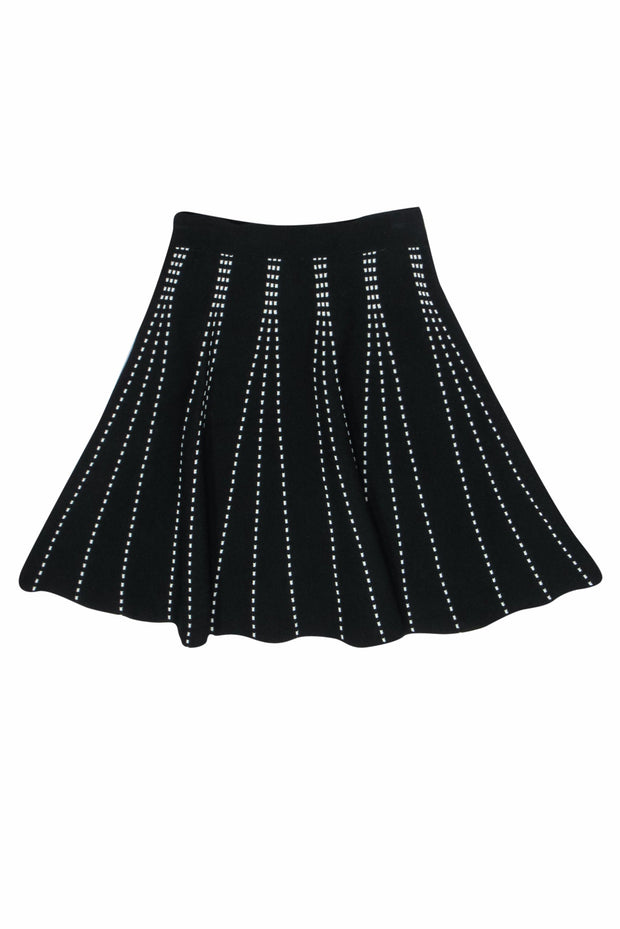 Current Boutique-Club Monaco - Black Knit Flare Skirt w/ White Dotted Design Sz XS