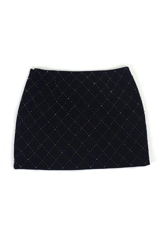 Current Boutique-Club Monaco - Black Miniskirt w/ Gold Beading Sz 12