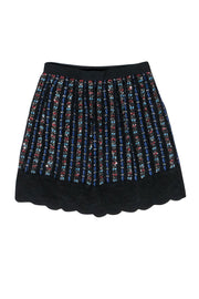 Current Boutique-Club Monaco - Black & Multicolored Sequin & Beaded A-Line Skirt Sz 4