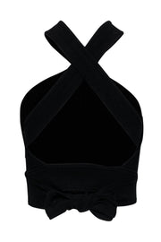 Current Boutique-Club Monaco - Black Ribbed Crisscross Cropped Tank w/ Black Tie Sz S
