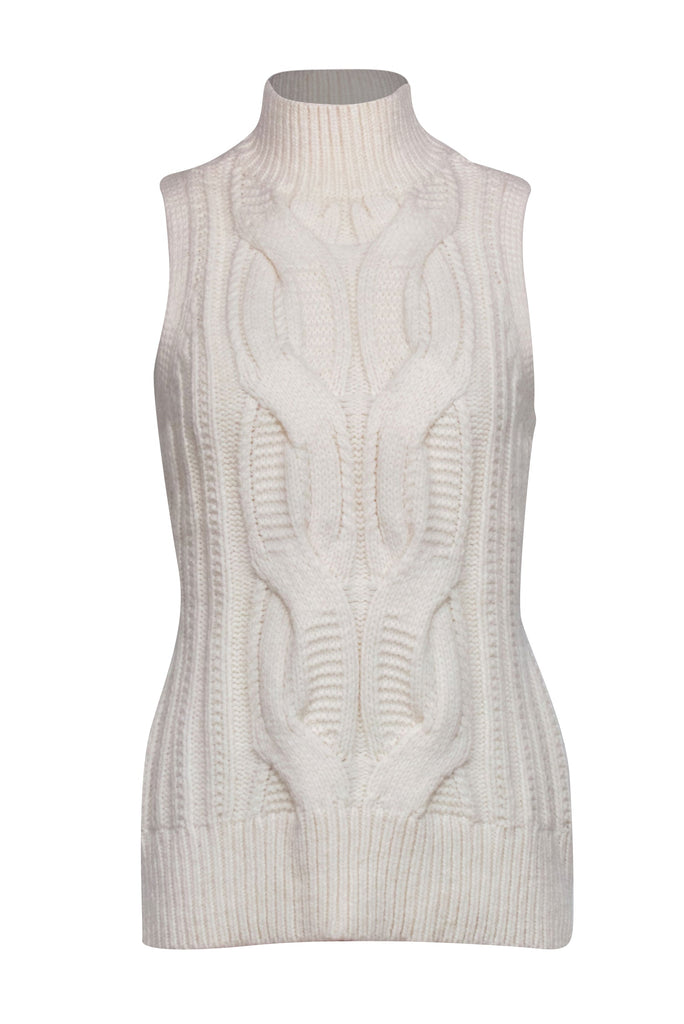 Club Monaco - Cream Cable Tie Knit Turtleneck Sweater Vest w/ Split Ba –  Current Boutique