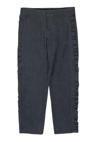 Current Boutique-Club Monaco - Dark Gray Woven Ruffled Skinny Pants Sz 0